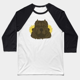 Chocolate American Bully with Sunflowers Baseball T-Shirt